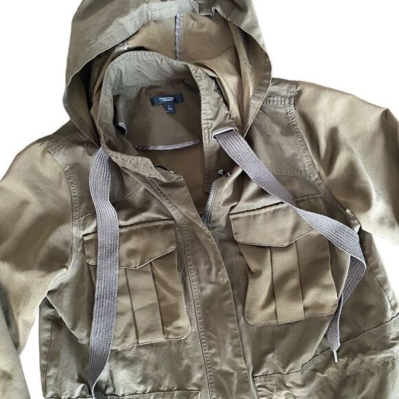 Vera Wang Jacket Olive Green Utility Trench Hooded Coat Large - Picture 3 of 6